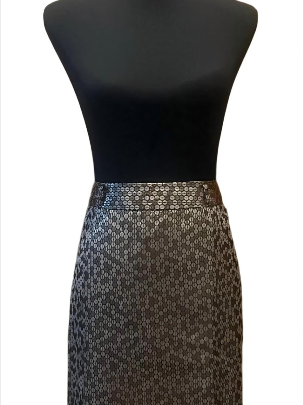 Worthington Gold Metallic Geometric Pencil Skirt Bronze